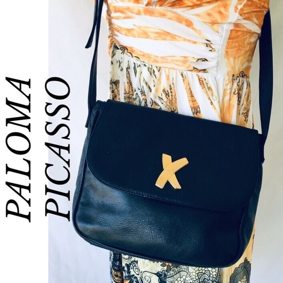 Paloma Picasso Handbags - PALOMA PICASSO BLACK LEATHER CROSSBODY BAG